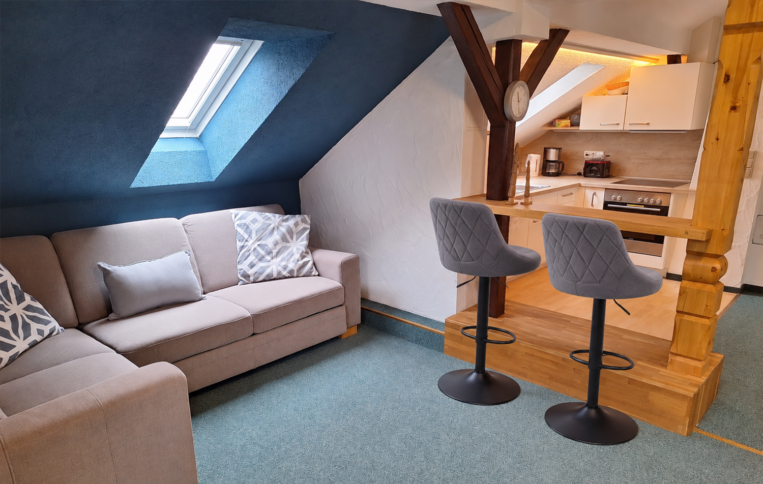 Wohn-Essbereich Ferienwohnung Rupperg im Gruppenhaus Kanzlersgrund nähe Oberhof, Thüringen